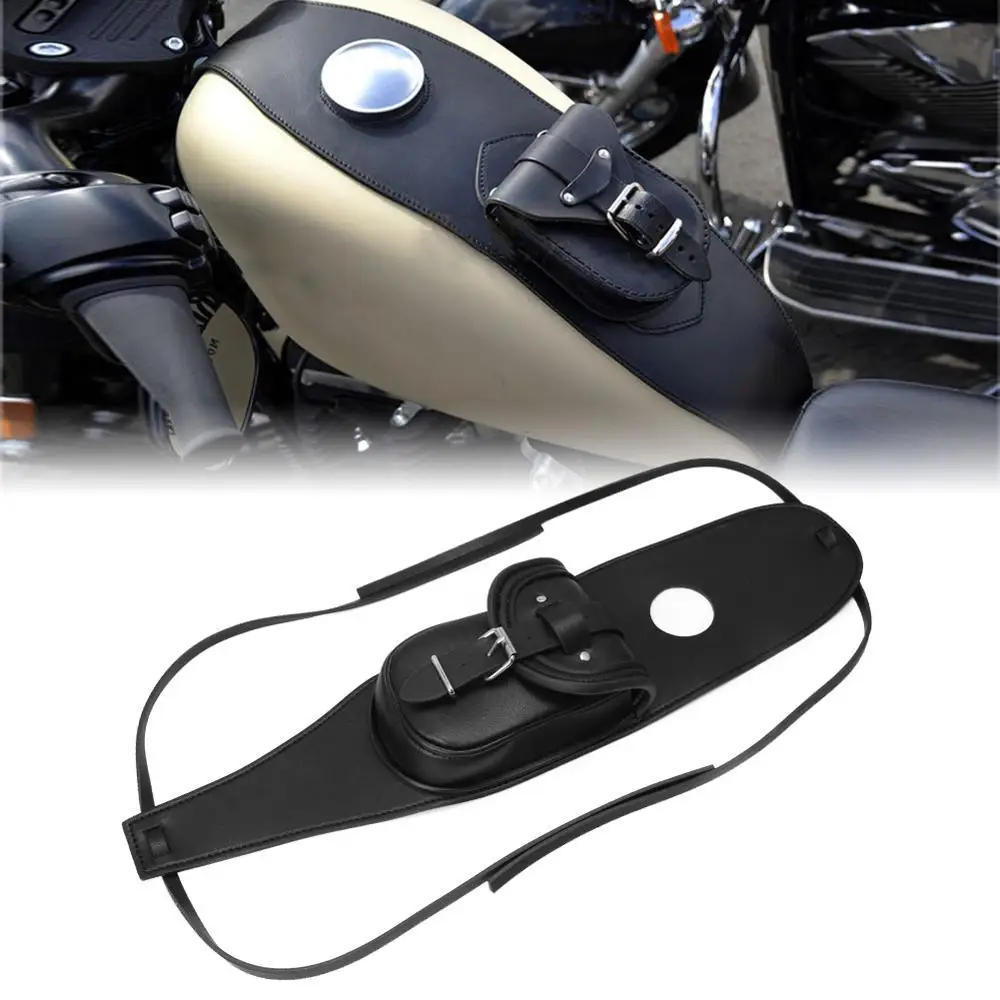 

Cafe Racer Black Motorcycle Gas Tank Bag Waterproof Dash Console Center Pouch Bag Leather Fit for Harley Sportster XL48 883 1200