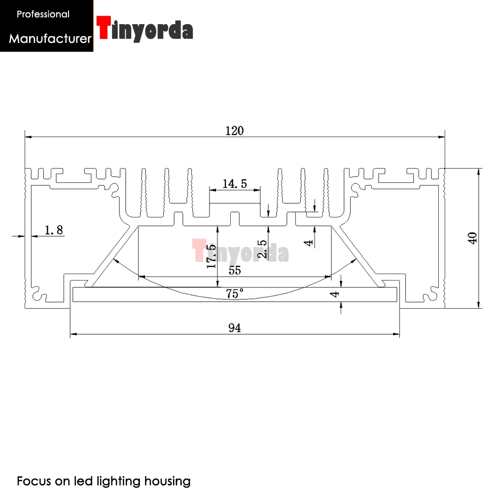 Tinyorda TG12040 2 шт.(длина 1 м) 180 Вт Светодиодный светильник для выращивания, корпус, гидропонный светодиодный светильник для выращивания, радиатор [профессиональный производитель]