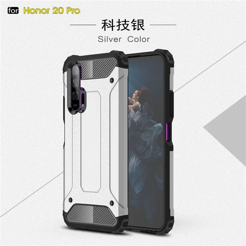 

Phone Case Honor 20 Pro YAL-AL10 Cover Anti-knock Soft Silicone + Hard Plastic Case For Honor 20 Pro Shockproof Bag Honor 20 Pro