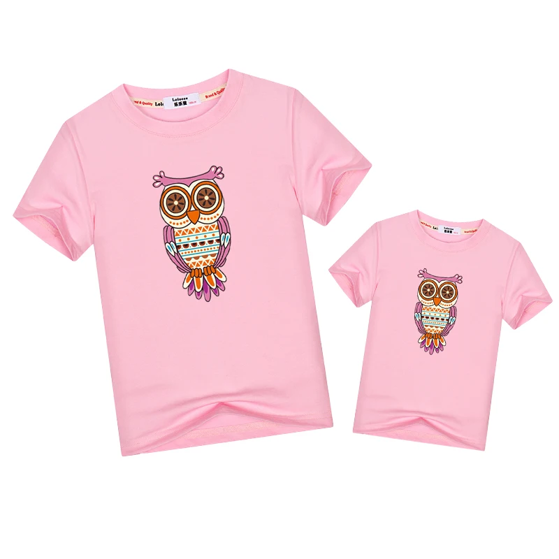 

Ethnic style Mother Son Daughter matching t-shirt Owl kid mom Family match outfits Short sleeve printed clothes Fashion tops tee