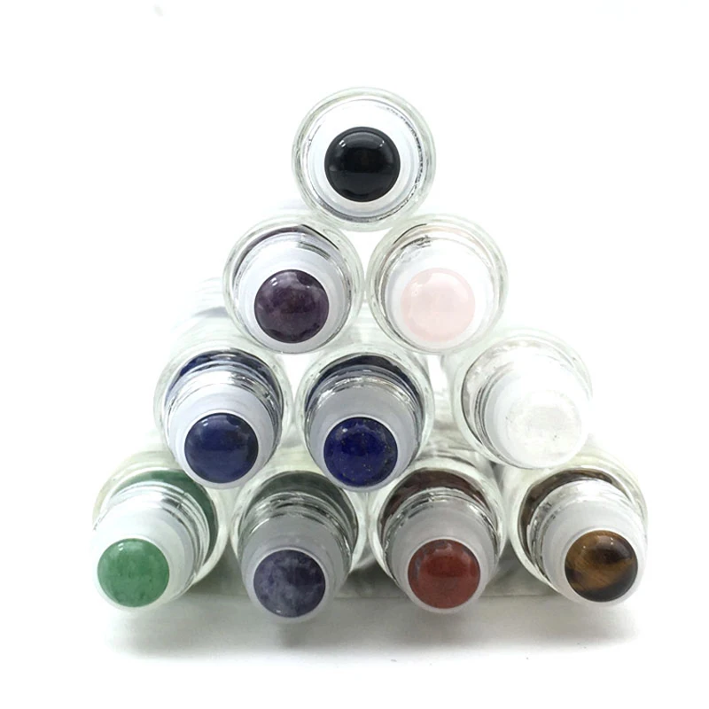 

3pcs Natural Gemstone Roller Ball Fit 5ml 10ml Thick Glass Essential Oil Roll On Thick Glass Bottles Accessories