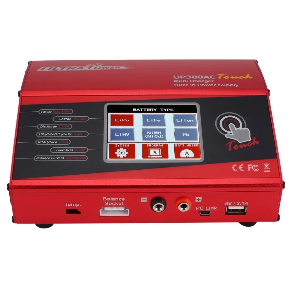 

UP300AC High Power Touch 300W 1-6S LiIo / LiPo / LiFe / LiHV / NiCd / NiMH Battery Balance Charger Discharger for RC Drone
