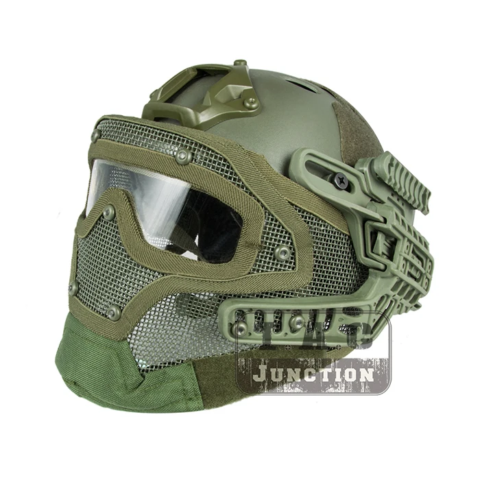 

Tactical Airsoft FAST PJ Advanced Adjustment Protective Multi-function G4 Full Facial Armor System Combat Helmet w/ Goggle Mask