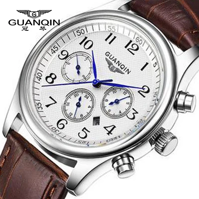 GUANQIN Лидирующий бренд, роскошные часы для мужчин, водонепроницаемые, нержавеющая сталь, повседневные мужские кварцевые часы, мужские спортивные часы, модные часы - Цвет: White 3