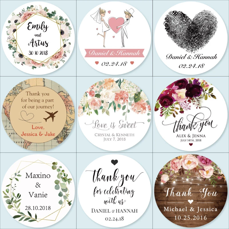 100 Pieces. Customized Wedding Stickers, Invitations Seals, Favors Labels, Add Your Photo, Picture, Text, Personalised, Custom