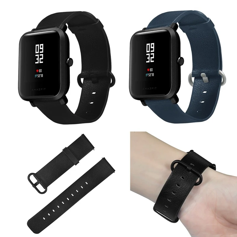 Hangrui кожаный ремешок для часов Xiaomi Huami Amazfit Pace Lite Youth Bip Смарт-часы PU 20 мм ремешок для часов Amazfit