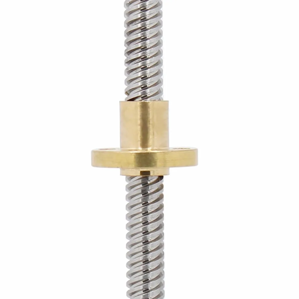 T8 الرصاص المسمار ل RepRap 3D الطابعات أجزاء رباعي المسمار النحاس المكسرات Leadscrew جزء طول 250 مللي متر 300 مللي متر 350 مللي متر 400 مللي متر 500 مللي متر
