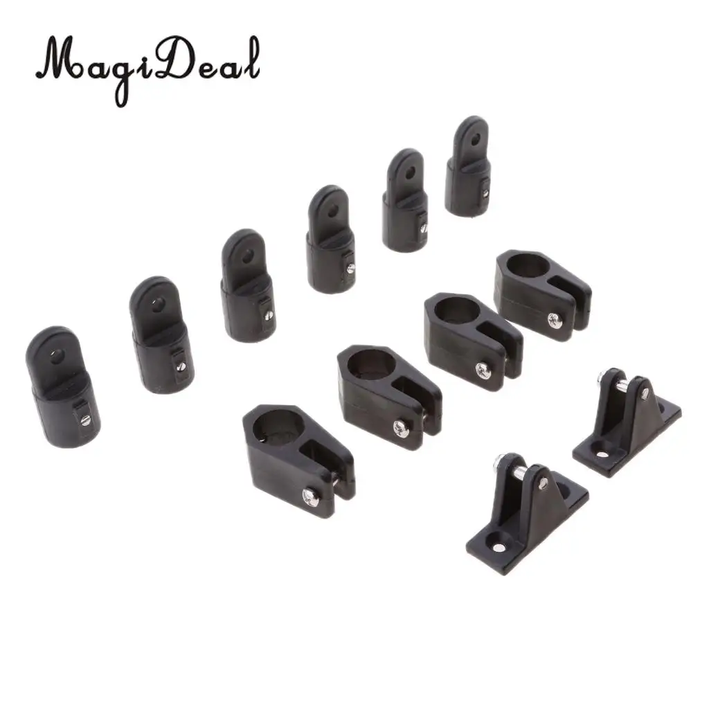 MagiDeal 12pcs Boat Nylon Fittings Hardware Set 7/8` Black For 3 Bow Bimini Top for Kayak Canoe Boat Dinghy Yacht Accessorires