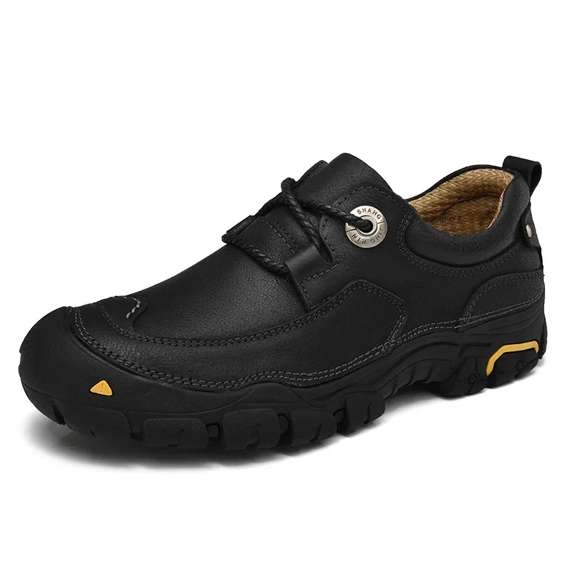 

Mens Ankle Boot Genuine Leather Spring Autumn Casual Boots Outdoor Male Work Shoe Handmade Safety Footwear Walking Shoes XX-387