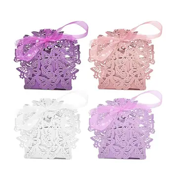

30pcs Romantic Wedding favors Decor Butterfly DIY Candy Cookie Gift Boxes Wedding Party Candy Box with Ribbon 4 Colors