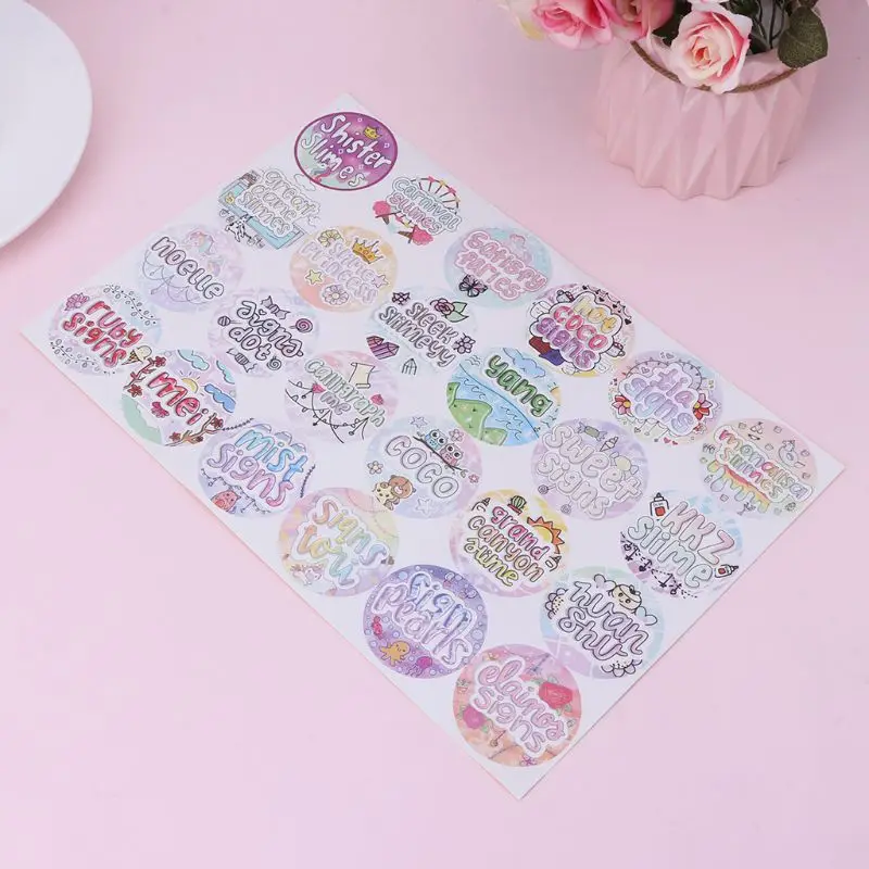 

5 sheets 120pcs Cartoon Slime Containers Sticker Slime Supplies DIY Accessories