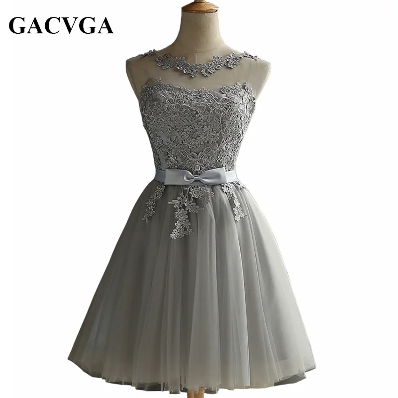 Image GACVGA 2017 Elegant Lace Diamond Summer Dress Sleeveless Lovely Short  Dress For Women Plus Size Sexy Slim Party Dresses Vestido