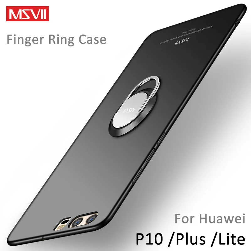 

For Huawei P10 Case MSVII Ultra Slim Matte Cover Car Magnetic Holder Finger Ring Case For Huawei P10 P 10 Plus Lite Case Coque
