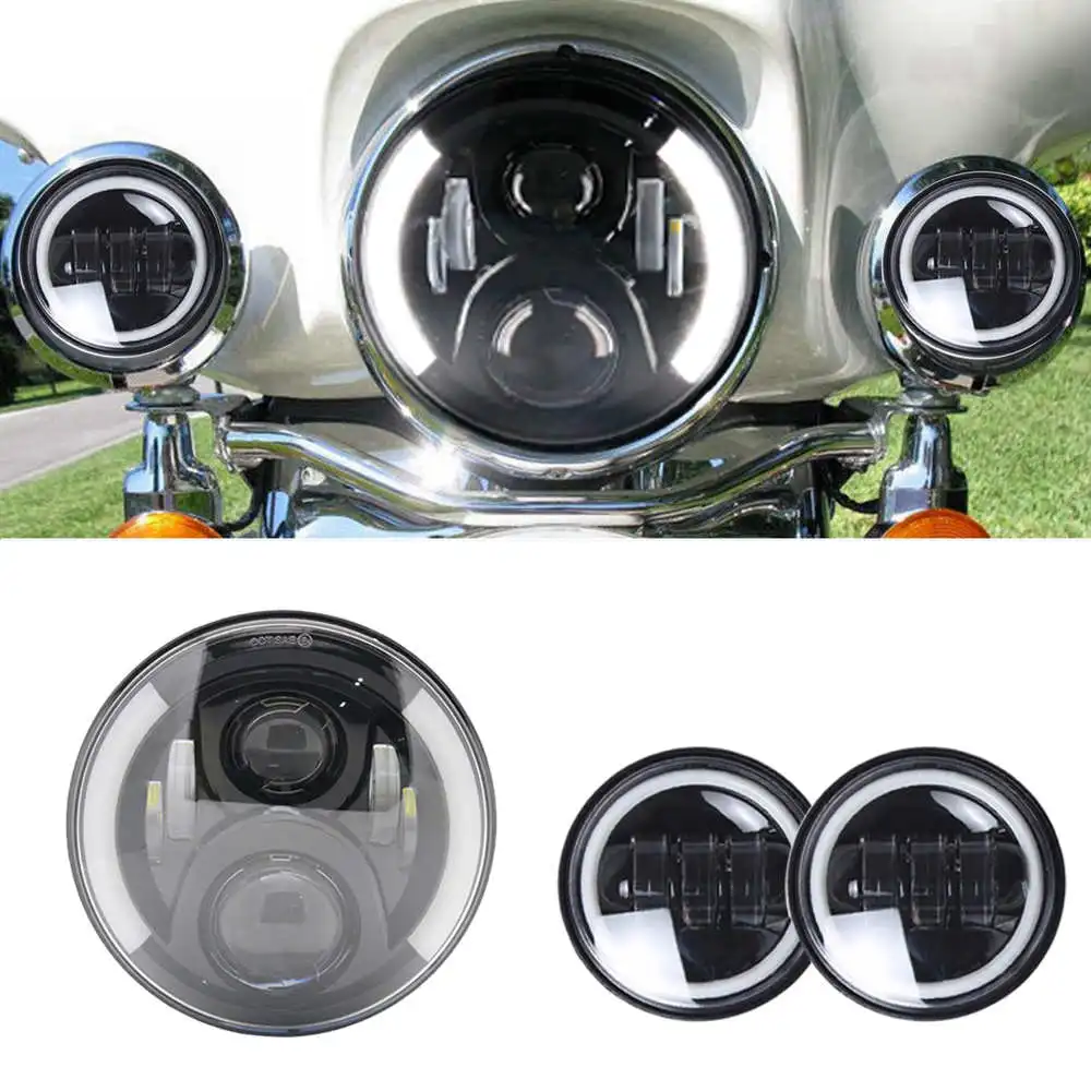 7 светодиодный светодиодные фары для мотоцикл Harley Davidson 60 Вт проектор HID Противотуманные фары лампы Road King ультраклассический Softtail