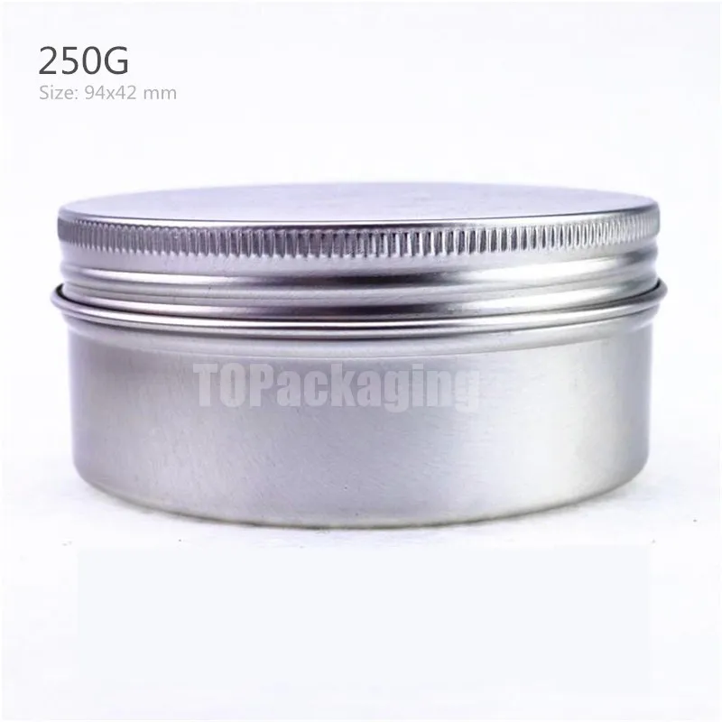 

250G x 50 Aluminum Jar,screw cap Empty cosmetic container cream jar sample tin 250ml lip balm metal pot Nail art cansfor mask