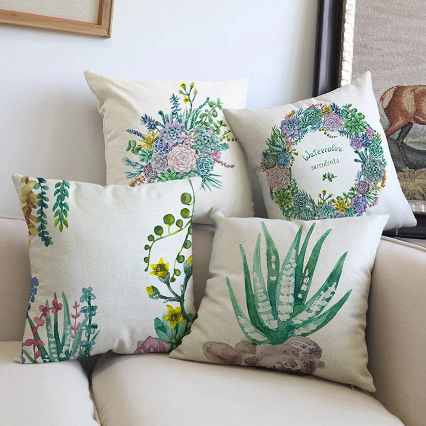 Chinese Famous Plants Cotton Linen Pillow Case Sofa Throw Cushion Cover 45cm 
