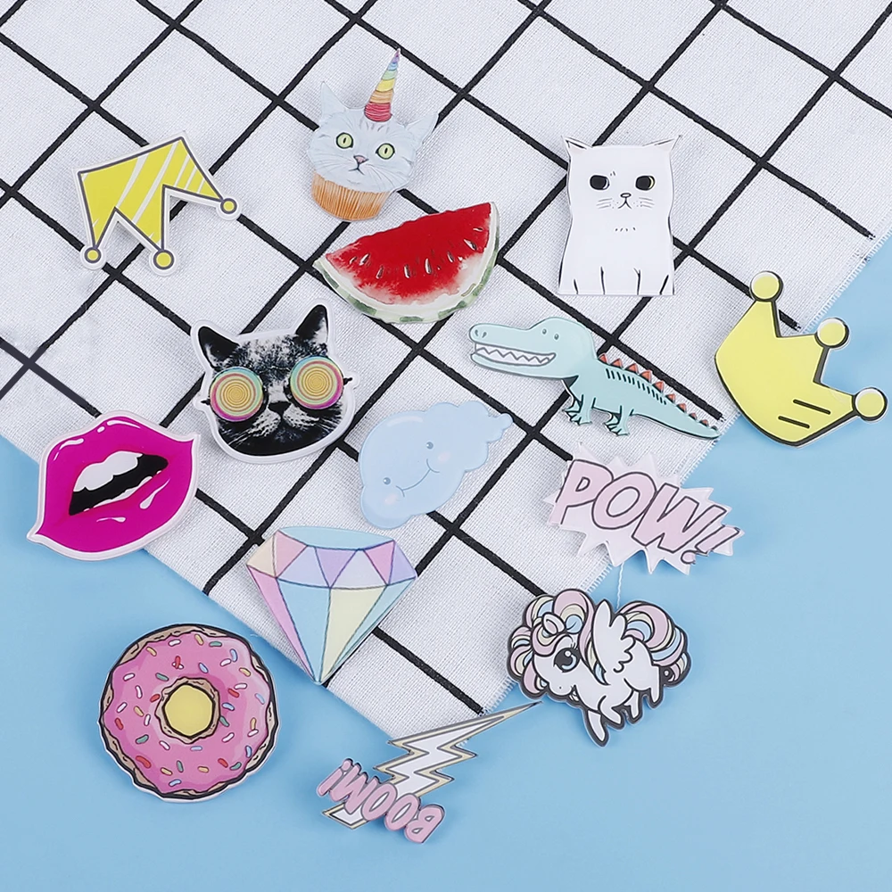 

1 PC Lovely Cartoon Icons on The Backpack Acrylic Badges Jeans Decoration Badge for Clothes Kawaii Pin Brooch