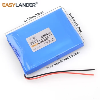 7,4 V 3000 mAh 965475 Batteria ai polimeri di litio per tablet pc cellulare DVD telefono POWER BANK Telefono Android 965576 965573 rilevatore satellitare