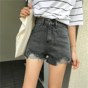 

Women Denim Shorts 2019 Summer Fashion New Loose High waist Female Hole Denim Shorts Thin Wild Ladies Short Pants TTT130