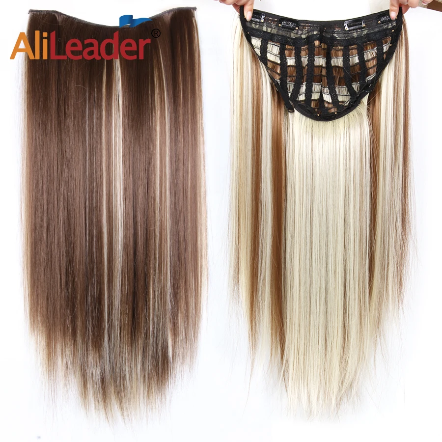 

Alileader 24" 230g Natural U part Half Wig Synthetic Hair Long Black Brown Wigs Heat Resistant Clip In Hair Extension Straight
