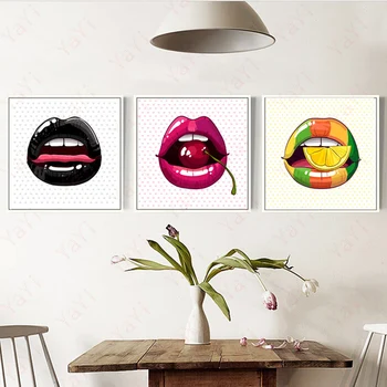 

Avant-garde Color Sexy Red Lips Painting By Numbers Decorative Paintings Living Room Porch Posters and Prints Canvas Wall Art