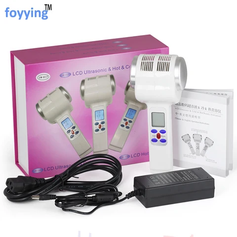 Aperte o Massager de Levantamento Facial do Salão de Beleza Foyying Ultra-sônico Cryotherapy Martelo Frio Quente Rosto Linfático Equipamento Lcd