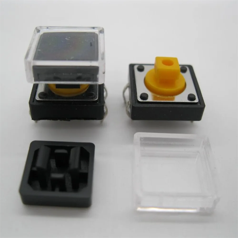 25pcs B3F Tactile Push Button Switch+black color hat 25pcs+transparent cap 25pcs Momentary Tact