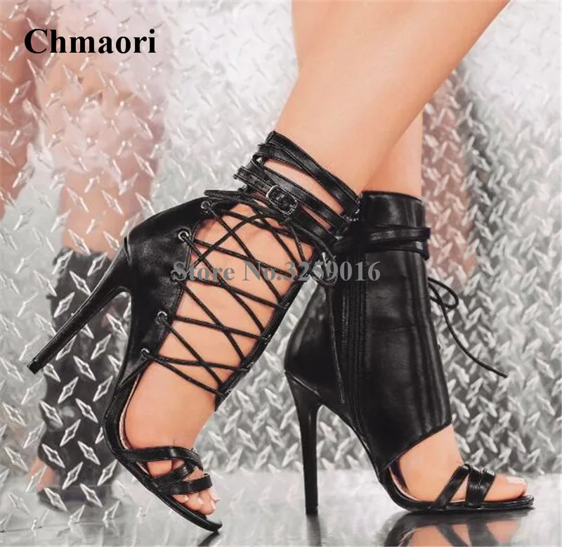 open toe lace up heel sandals