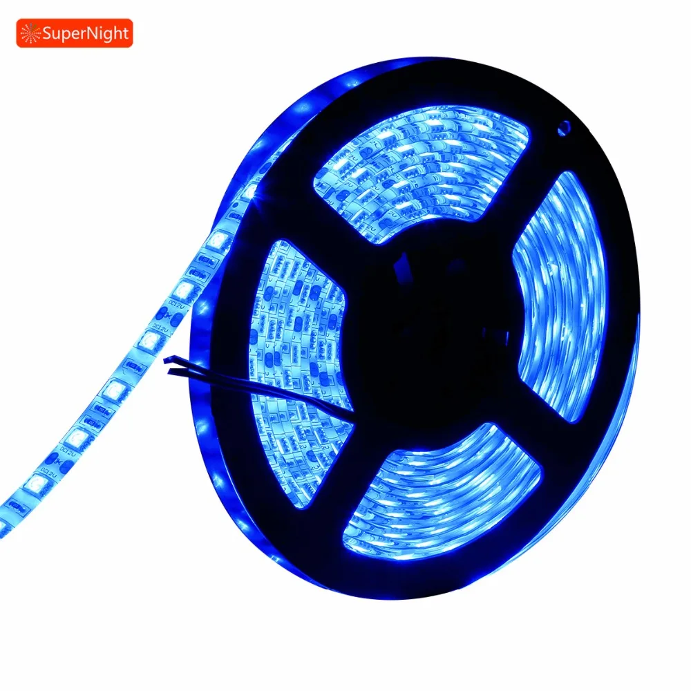 

SuperNight Blue 5050 LED Strip 5M 60LEDs/m DC 12V Waterproof IP65 Flexible Ribbon Light Lamp Band for Party Home Store DIY Decor
