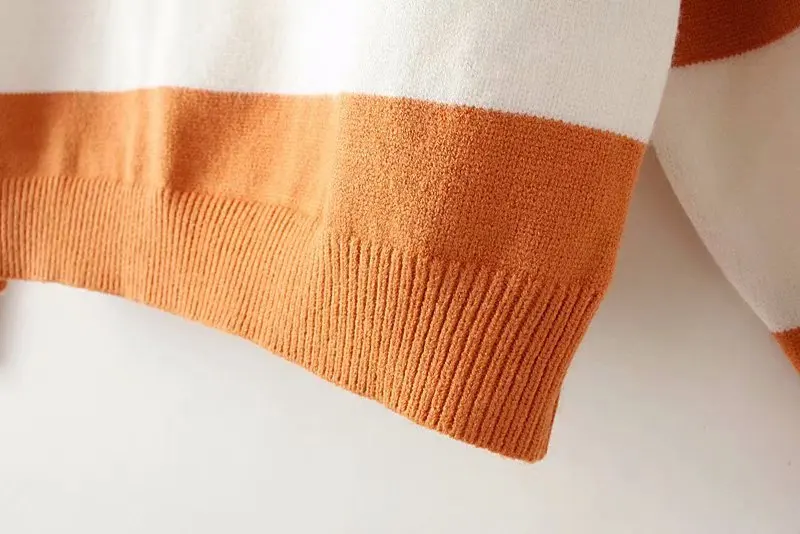 Autumn O-neck Sweater Casual Long Sleeve Striped Plus Size Women Sweater XXXL Knitting Pullovers Black Orange KKFY2772 Autumn O-neck Sweater Casual Long Sleeve Striped Plus Size Women Sweater XXXL Knitting Pullovers Black Orange KKFY2772