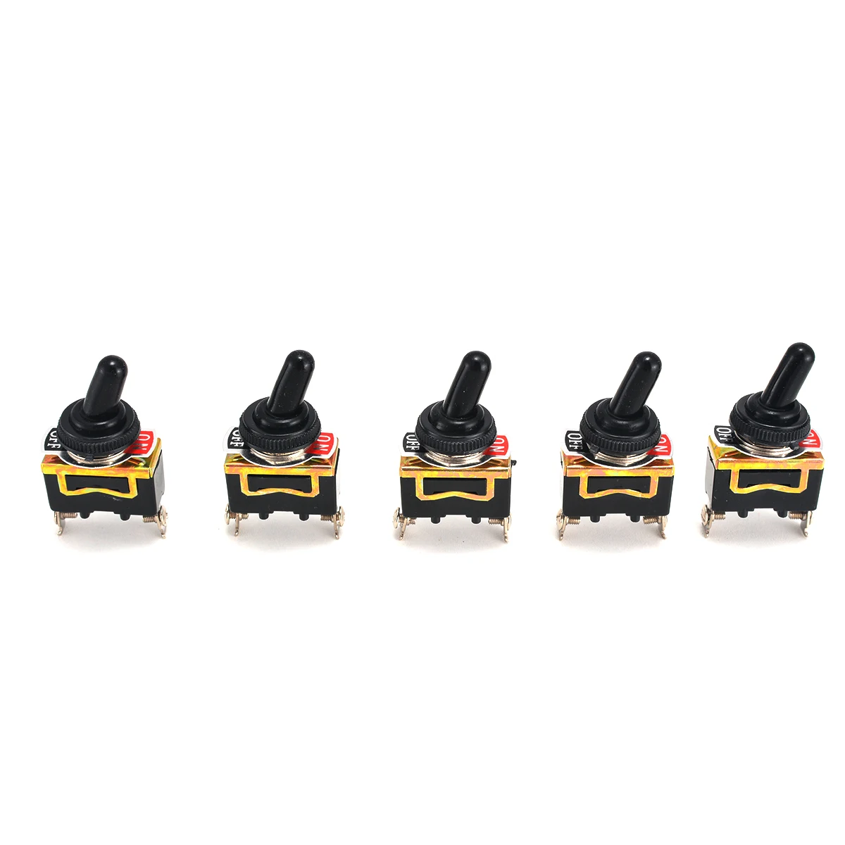 

5pcs/set Mini Electric SPST Switch Black Heavy Duty 15A 250V 2 Pin ON/OFF Rocker Toggle Switches Waterproof Boot