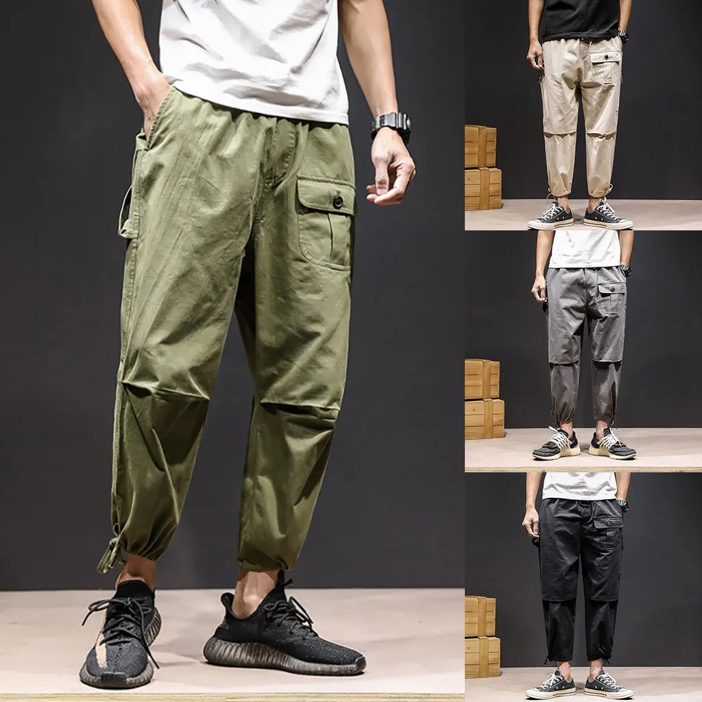 

New Fashion Men's Hip Hop Terry Casual Street Sports Beam Foot Harem Pants Tactical Cargo Pants Men Army Military trousers