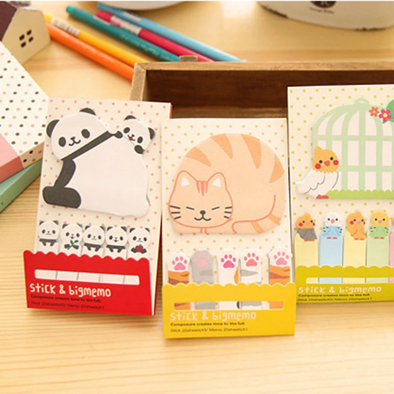 Милые животные кошка панда липкий блокнот для заметок бумажные закладки для школьных учебников принадлежности планировщик канцелярские корейские Стикеры