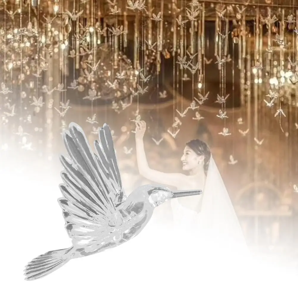 

Crystal Bird Pendant Plastic Transparent Acrylic Hanging Birds Wedding Ceiling Decoration Props Lifelike Modeling