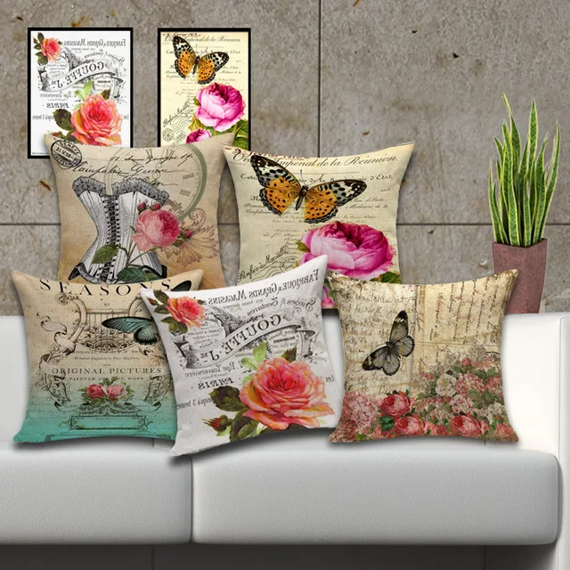 2016 French Country Erfly Flowers Cotton Throw Pillow Car Seat 2016 French Country Erfly Flowers Cotton Throw Pillow Car Seat Decorative Pillows Sofa Chair Cussion Home