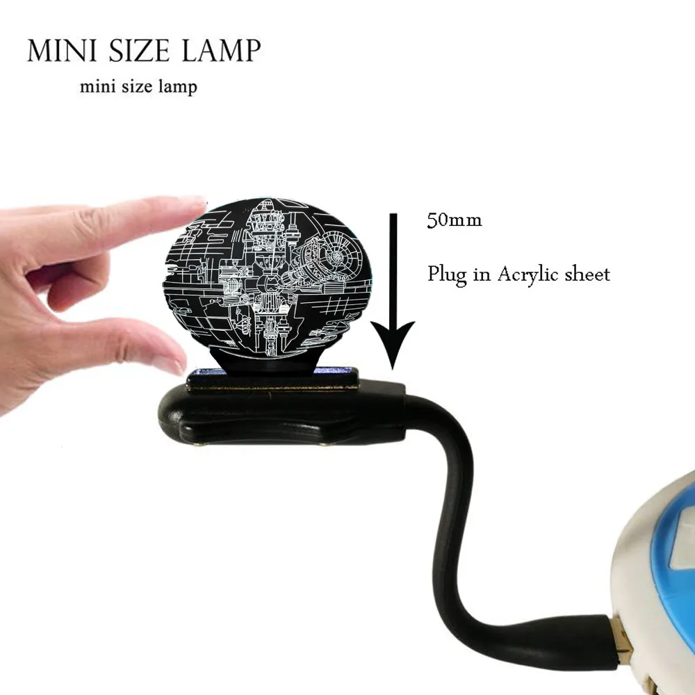 3D визуальная безопасная детская настольная лампа, датчик Звездных войн, USB, сенсорный светодиодный светильник, ночник, рождественский подарок - Испускаемый цвет: Mini White ColorOnly