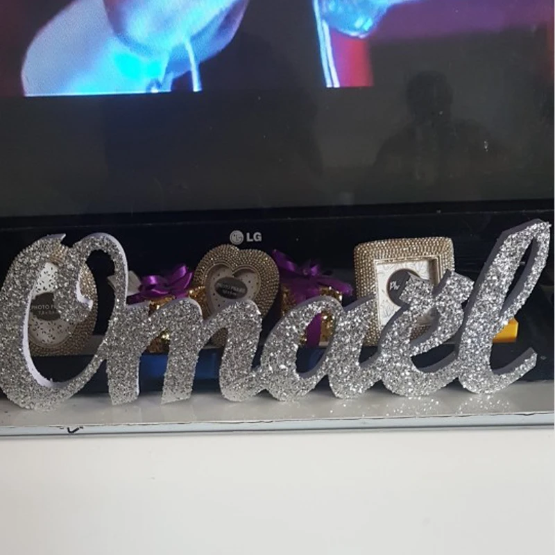 Glittered Name word signs Kids Personalized Wooden Name Signs- Children's Name Wall Decor, Wooden Letters