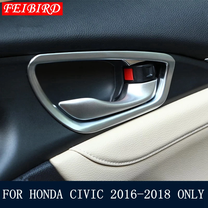 

Интерьер для Honda Civic Sedan 2016 2017 2018 ABS Внутренняя дверь автомобиля Потяните гандель чаша рамка Крышка отделка комплект 4 шт Матовая