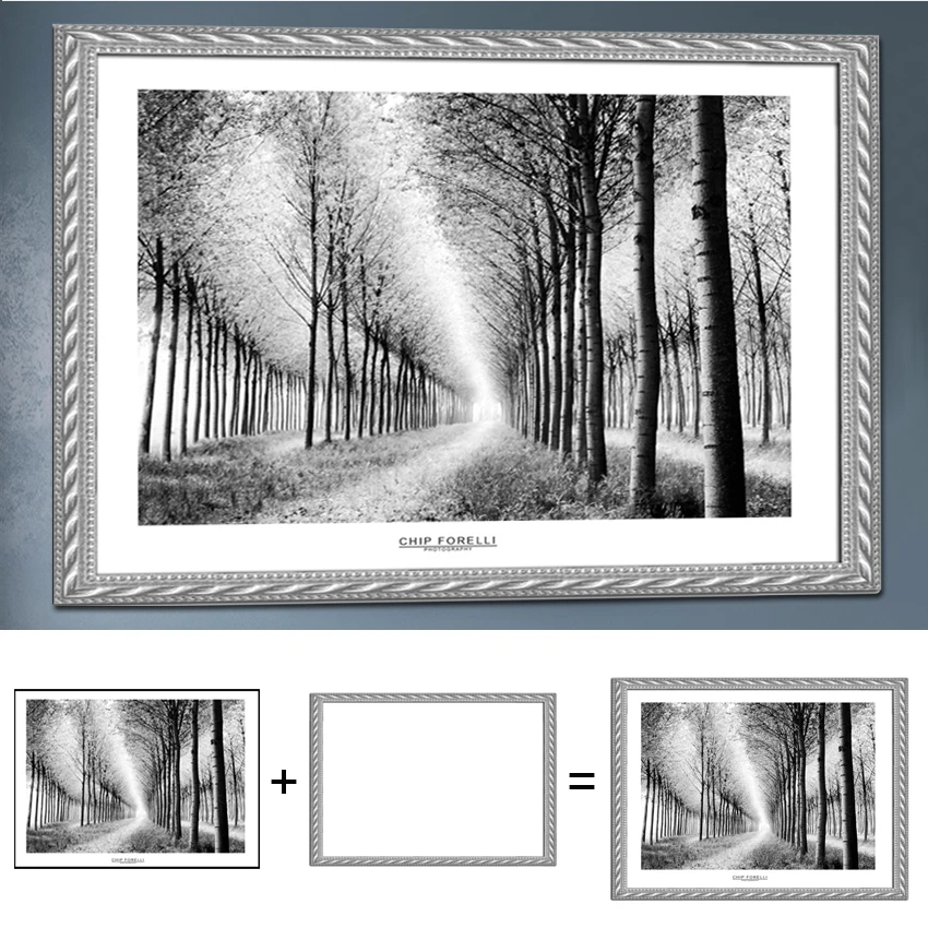 

White and black landscape Self-adhesive home decoration painting wall hang painting nordic picture printed on Pvc paper TZ047