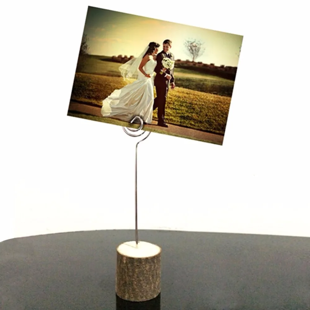Деревенская настоящая деревянная база фото клип, настольные визитницы для украшения свадебной вечеринки(10 шт