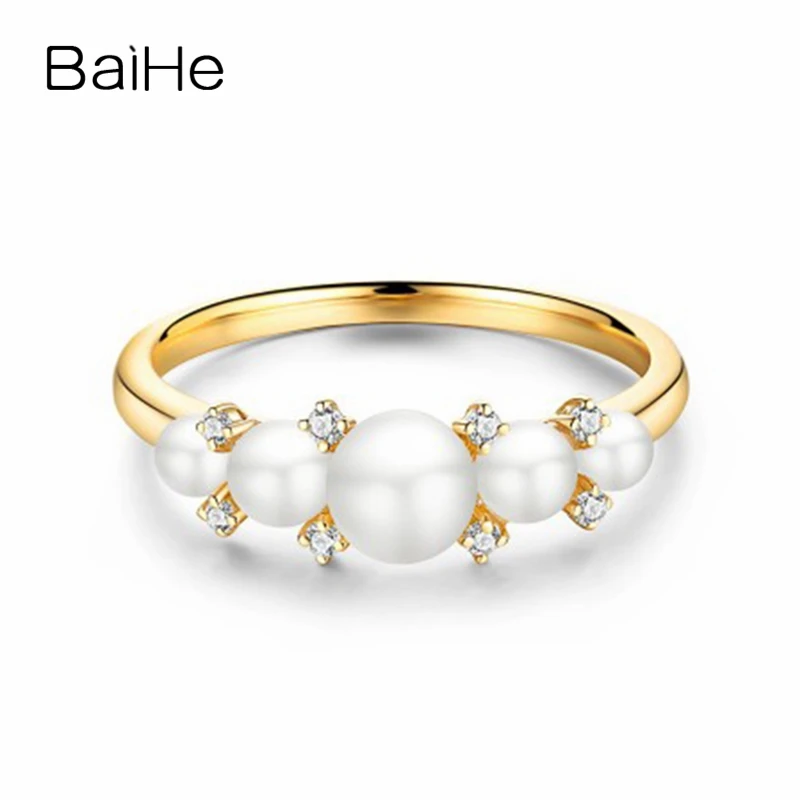 BAIHE Solid 14K Yellow Gold 5mm*1 Certified Round cut 100 Genuine