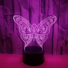 Новая красочная 3d лампа бабочка светодиодная акриловая визуальный стерео настольная лампа для гостиной сенсорный пульт дистанционного управления маленькая настольная лампа
