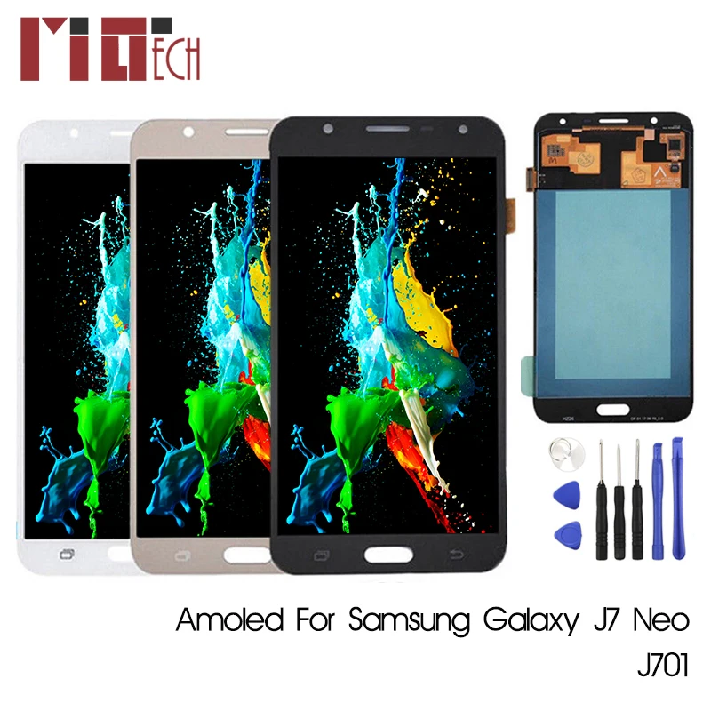 

SUPER AMOLED For SAMSUNG Galaxy J7 Neo J701 J701F J701M LCD Display Touch Screen Digitizer Assembly Adjustable 5.5