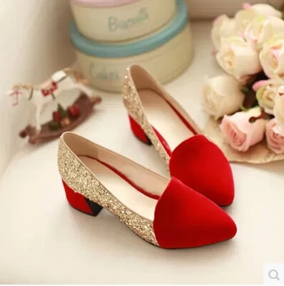 

46 45 44 43 42 31 32 33 Customize Big Size women Low Heels shoes Mix Color Genuine Leather thick heel plus size red wedding shoe