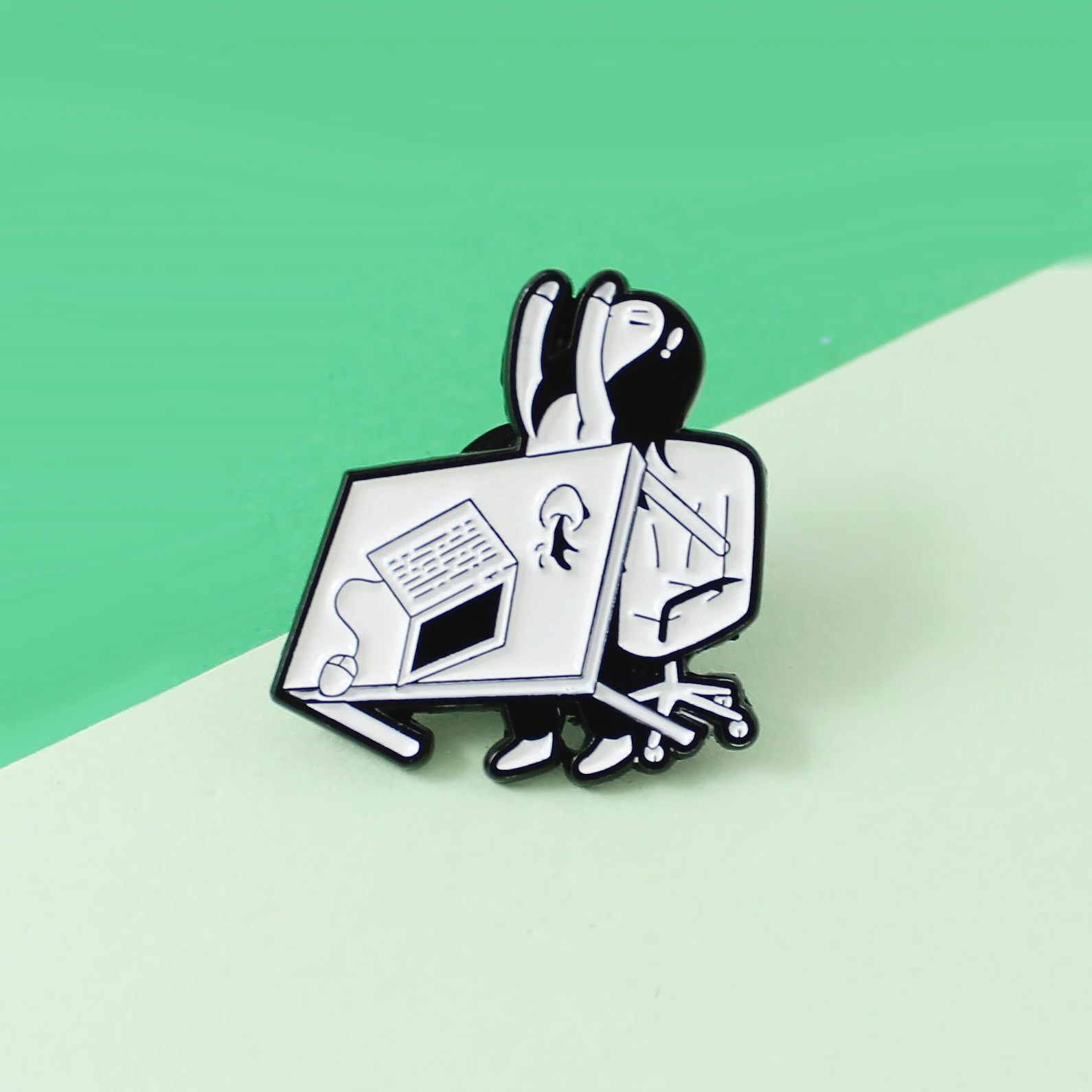 

Creative Black White Pins Tired Angry Women Desk Chair Enamel Brooches Backpack Bag Coat Clothes Collar Accessories