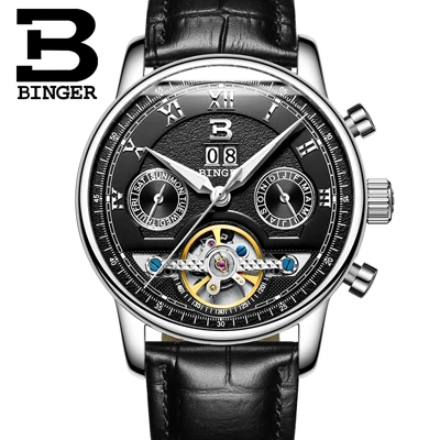 Швейцарские BINGER часы мужские люксовый бренд Tourbillon несколько функций водонепроницаемые Механические Мужские наручные часы B-8603M-6 - Цвет: Item 11