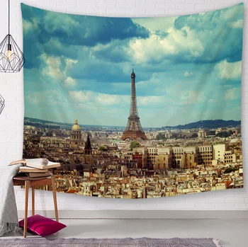 

France Paris Tower Decorative Tapestries Bathroom Outdoor Tapestry Wall Hanging Sheet Picnic Cloth Home Decor Tablecloth