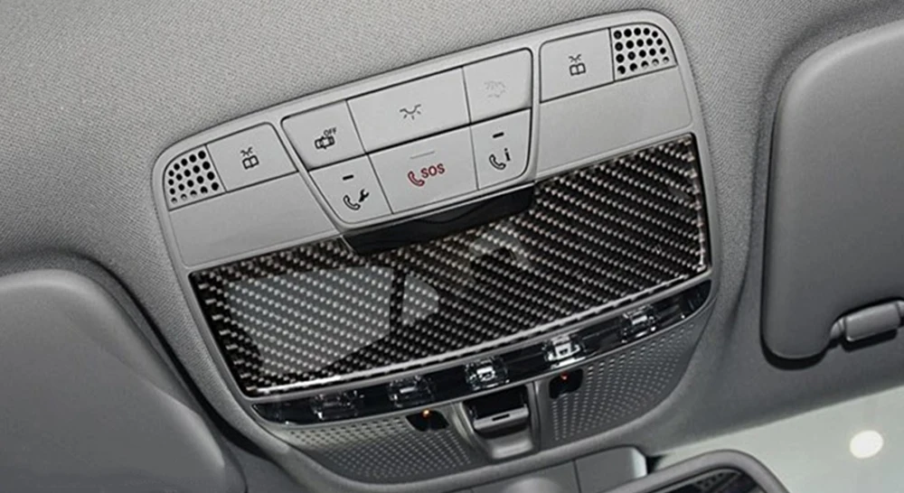 Углеродного волокна интерьер автомобиля световая панель для чтения Обложка Декор Наклейки на авто аксессуары для Mercedes Benz C Class C180 C200 W205 КЗС