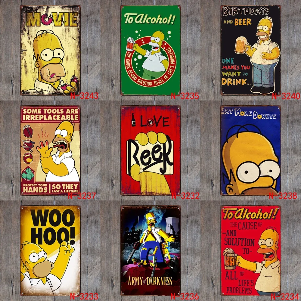 

Simpson Vintage Retro Metal Iron Painting Signs Poster Plaque Bar Pub Club Wall Vintage Home Decor Plaque 20*30cm