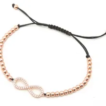 Золото Серебро Микро-паве cz кубический цирконий веревка отрегулированный браслет из медного бисера dhf3 восемь шармов плетеные браслеты ювелирные изделия для женщин